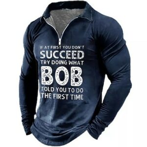 Men’s Lapel Polo Zip Polo Polo Shirt Golf Shirt Letter Graphic Prints Turndown Lake blue Black Wine Navy Blue Brown Outdoor Street Long Sleeve Zipper