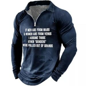 Men’s Zip Polo Polo Shirt Golf Shirt Letter Graphic Prints Stand Collar Lake blue Black Wine Blue Brown Outdoor Street Long Sleeve Zipper Print Clothi