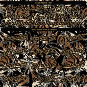 Custom 3D Pattern Design Golden Tropical Leaves In The Style Of Jungalow And Hawaii Authentic Baseball Jersey 3 3DPattern0004 3