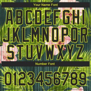 Custom Black Neon Yellow 3D Pattern Design Hawaii Tropical Palm Leaves With Orchids Authentic Baseball Jersey 4 3DPattern1426 4