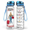 Drink Well Travel Often – Gift For Travel Lovers – Personalized Custom Water Tracker Bottle