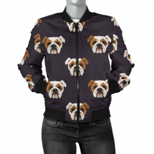 Bulldogs Pattern Print Design 03 Women’s Bomber Jacket