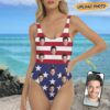 Custom Face Photo With Flag Pattern Swimsuit