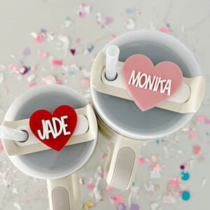 Heart Tumbler Name Plate Topper Tumbler Topper Valentine’s Cup Heart Topper Custom Heart Tumbler Name Tag 40oz/30oz Tumbler Lid Name Tag